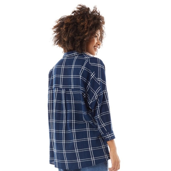 Plaid Top French Connection Womens Pull Over Check Flannel Medium - Picture 6 of 7